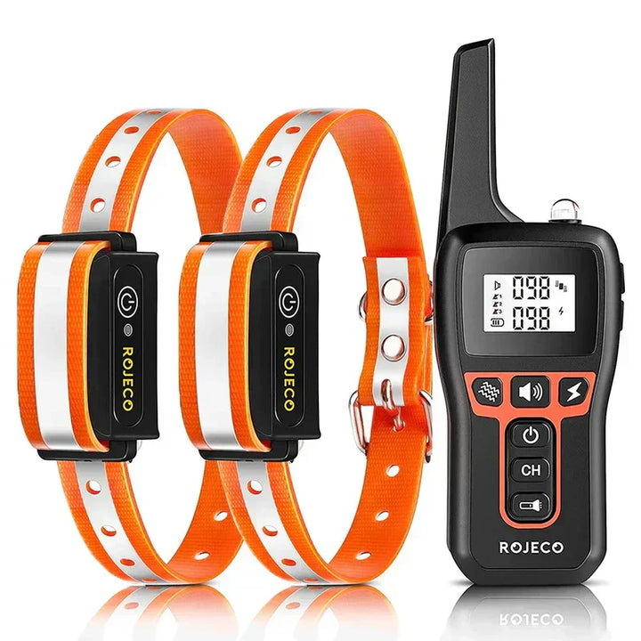 Close-up van waterdichte honden trainingshalsband met afstandsbediening; perfect voor diverse trainingsmodi.