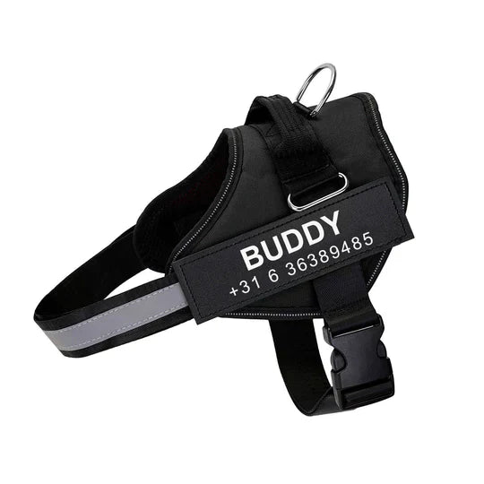 Comfortabel anti-trek hondenharnas van nylon, verstelbaar voor veilig en stijlvol wandelen met je huisdier.