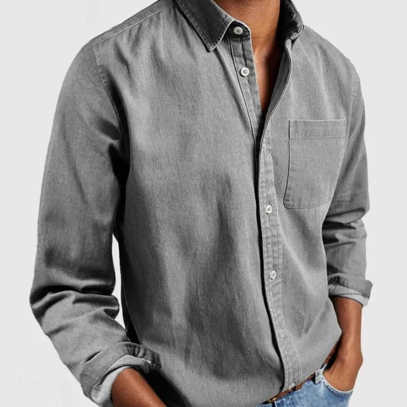 Comfortabel casual heren overhemd met lange mouwen, perfect voor dagelijks gebruik en lente/zomer.