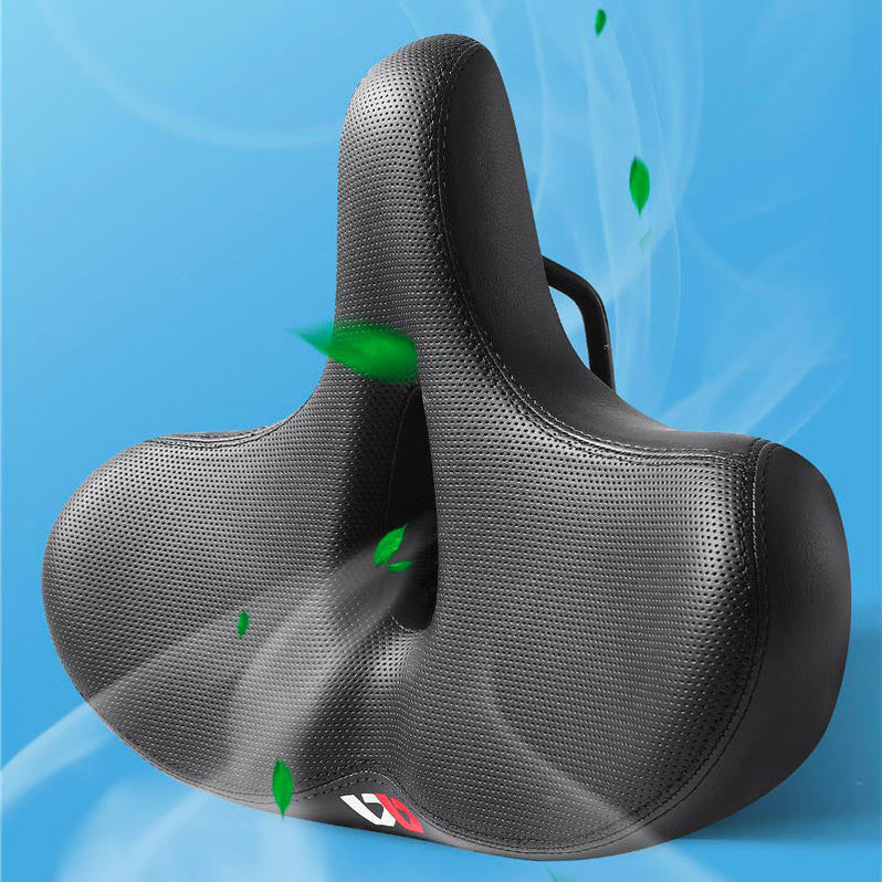 Comfortabel ergonomisch fietszadel van Aurora Wonen, breed gelzadel voor optimaal fietsgenot en drukvrij comfort.