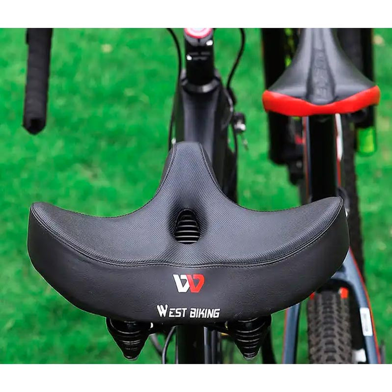Ergonomisch gel fietszadel met drukvrij design voor langdurig fietscomfort, ademend en breed voor elke fietser.