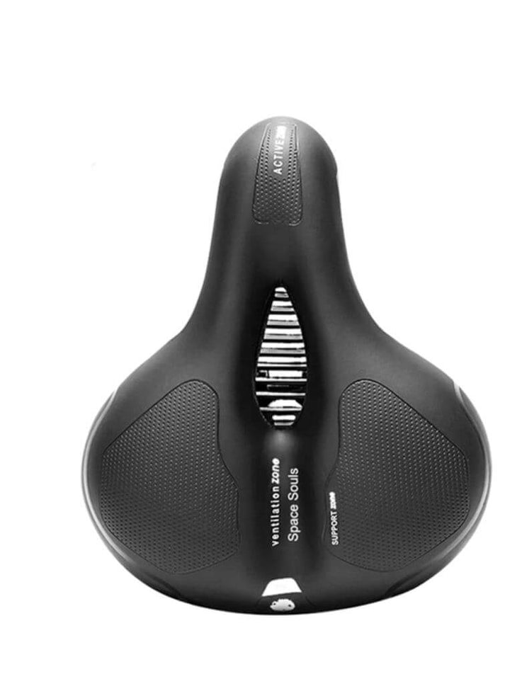 Vooraanzicht fietszadel, slank doch comfortabel. Ideaal voor sportief fietsen, wielrennen. Ergonomisch ontwerp.