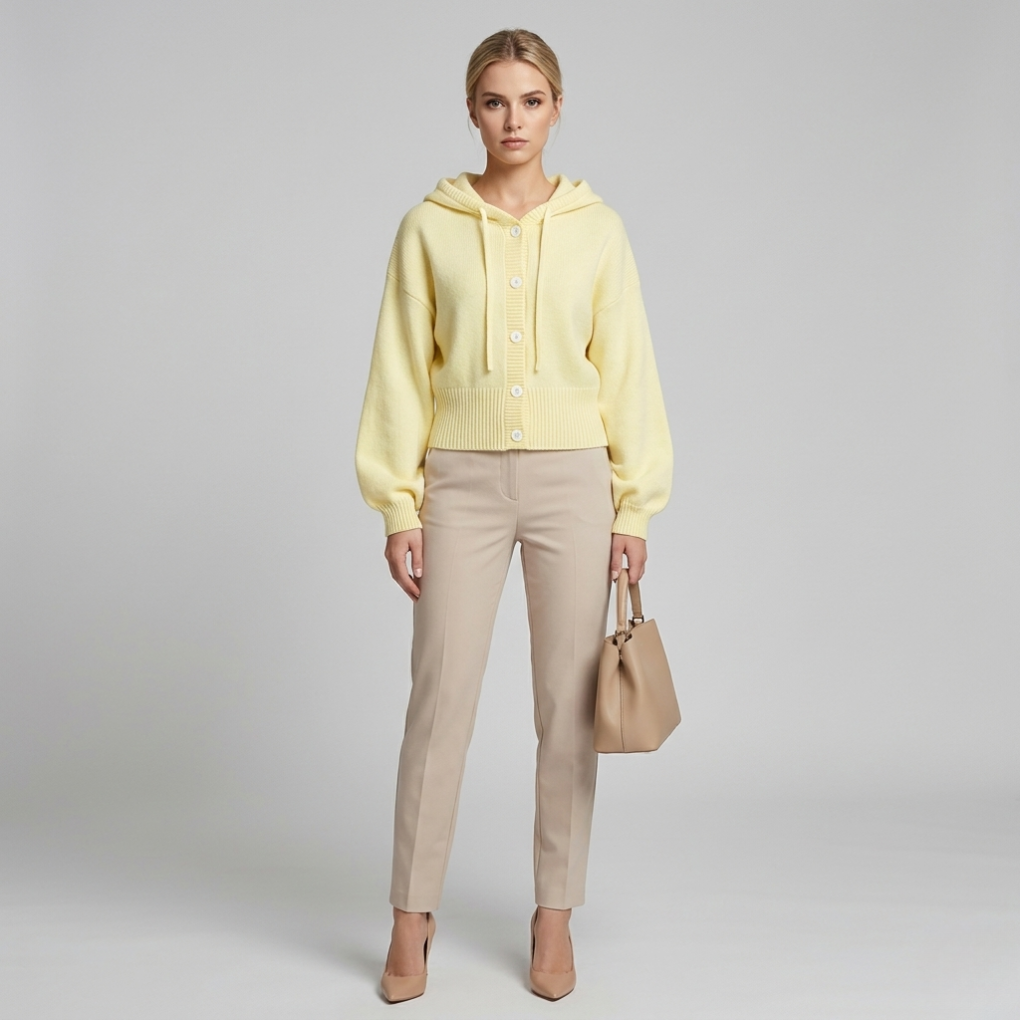 Comfortabel gebreid vest met capuchon voor vrouwen. Openvallend cardigan, ideaal voor casual dames mode en laagjes.