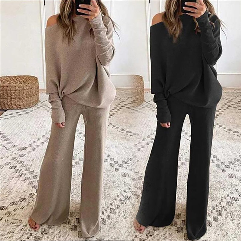 Comfortabel grijs oversized dames huispak, perfect als casual loungewear set of joggingpak voor thuis.