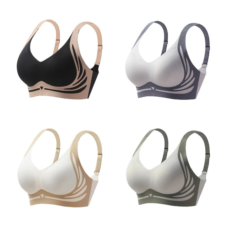 Dagelijkse beugelloze push-up BH voor een vrouwelijk silhouet, comfortabel en ondersteunend, naadloze afwerking.