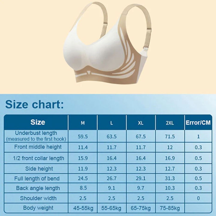 Witte beugelloze push-up BH voor dames, met comfortabele lift en naadloze ondersteuning, perfect onder kleding.