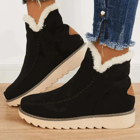 Kastanjebruine orthopedische damesschoenen met warme voering, slipvaste zool en comfortabele voetondersteuning.