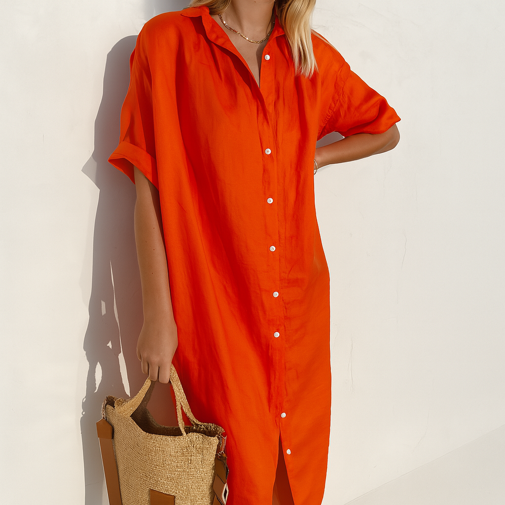 Veelzijdige damesjurk, comfortabele overhemdjurk voor de zomer, perfect voor zowel casual als elegante outfits.