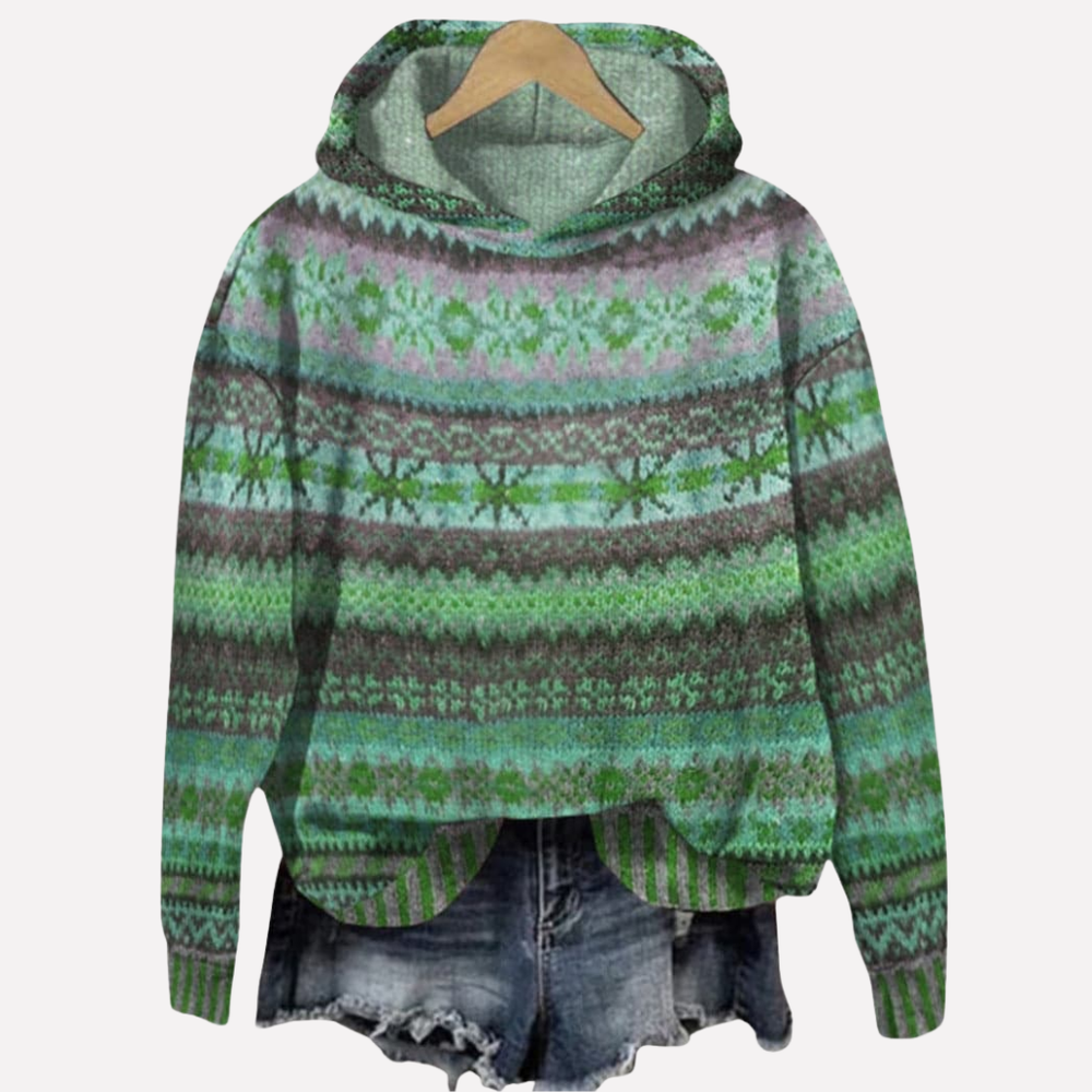 Moderne dames hoodie pullover, perfect voor herfst- en winterkleding, met capuchon. Ook beschikbaar in grote maten.