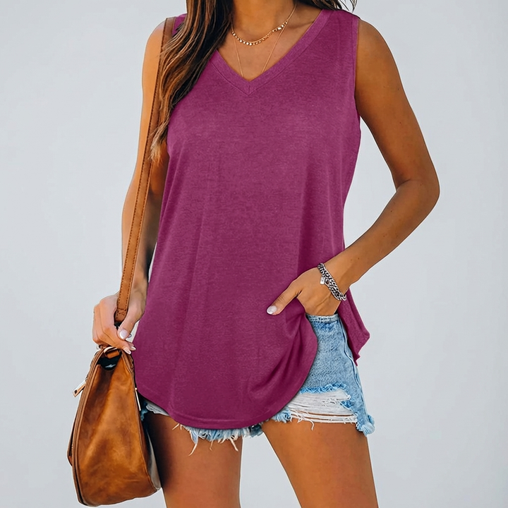 Trendy diepe V tanktop voor vrouwen, perfect voor een casual, luchtige en comfortabele zomer.