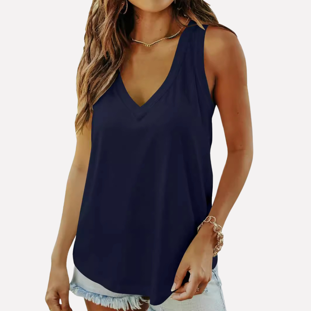 Stijlvolle diepe V tanktop voor vrouwen, ademend en luchtig voor ultiem comfort in de zomer.