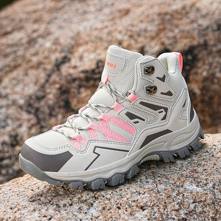 Roze-grijze damesschoenen Mandi, een unieke combinatie voor een trendy look.