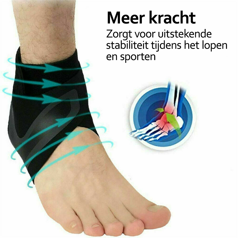 Verstelbare FlexiGuard enkelbrace voor gepersonaliseerde pasvorm, biedt comfort en stabiliteit.