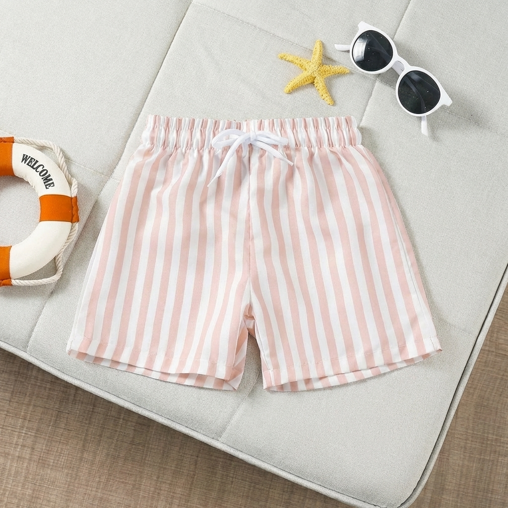 Vrolijke gestreepte zwemshorts voor baby jongens, perfect voor eindeloze waterpret en zomerse avonturen.