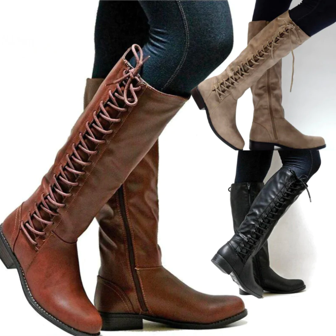 Veelzijdige hoge leren dameslaarzen 'Elena', ideaal voor zowel casual als chique looks, comfortabel en trendy.
