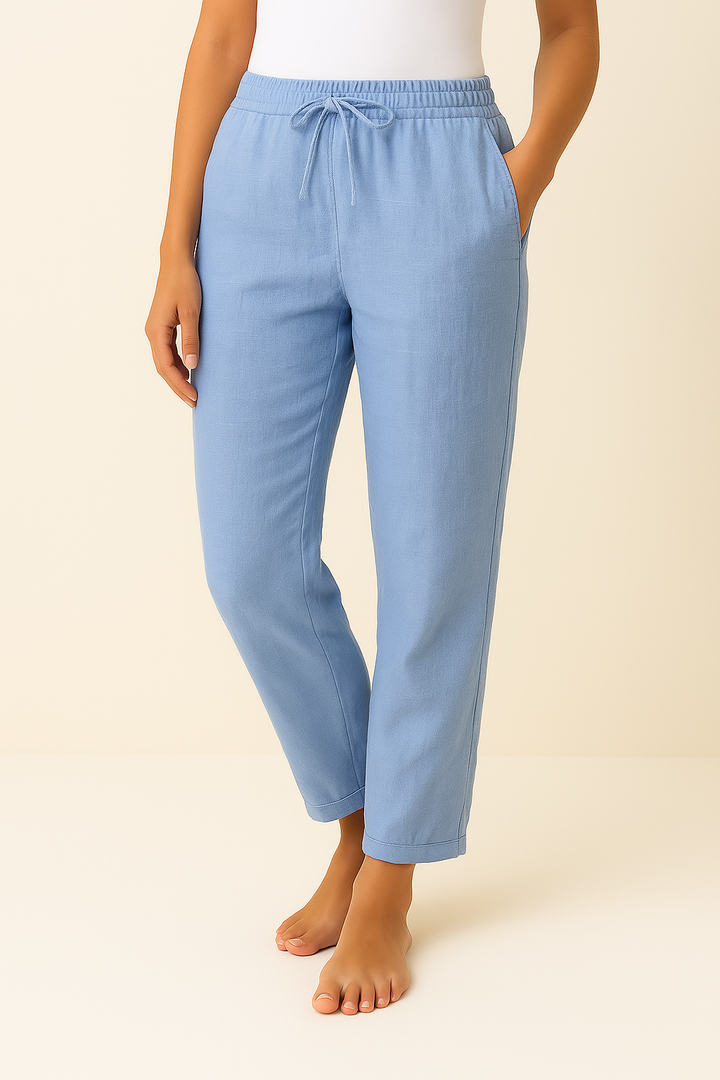 Casual & elegante Hoymans linnenbroek voor dames. Regular fit, gemaakt van comfortabele linnenblend, veelzijdig voor zomer.