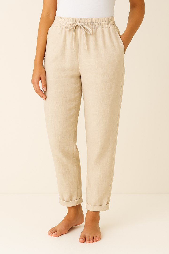 Hoymans damesbroek: comfortabele en stijlvolle linnenblend broek voor zomerse dagen. Perfecte regular fit voor elke vrouw.