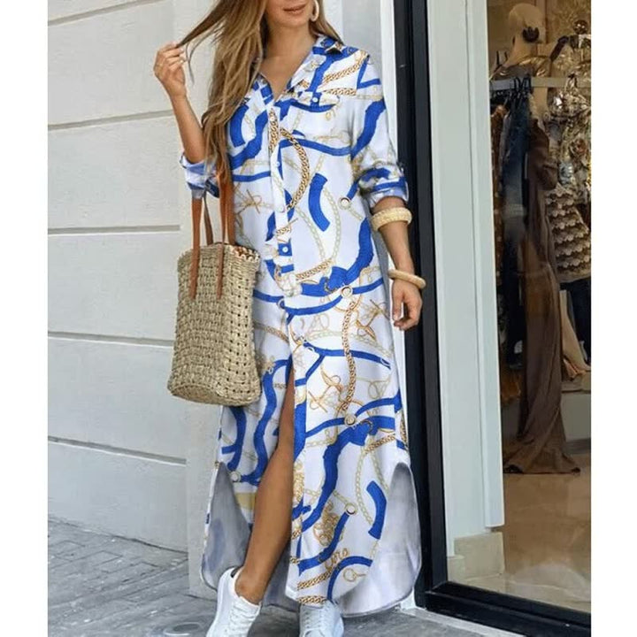 Ideale strandjurk voor dames, lange en modieuze street style look voor vakantie.