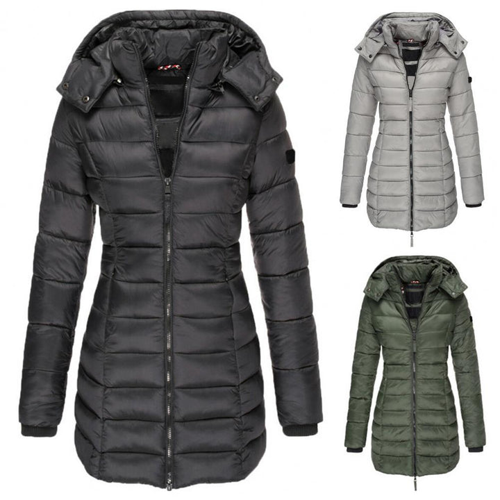Comfortabele legergroene Mylenes damesjas met capuchon - perfecte najaarsjas.