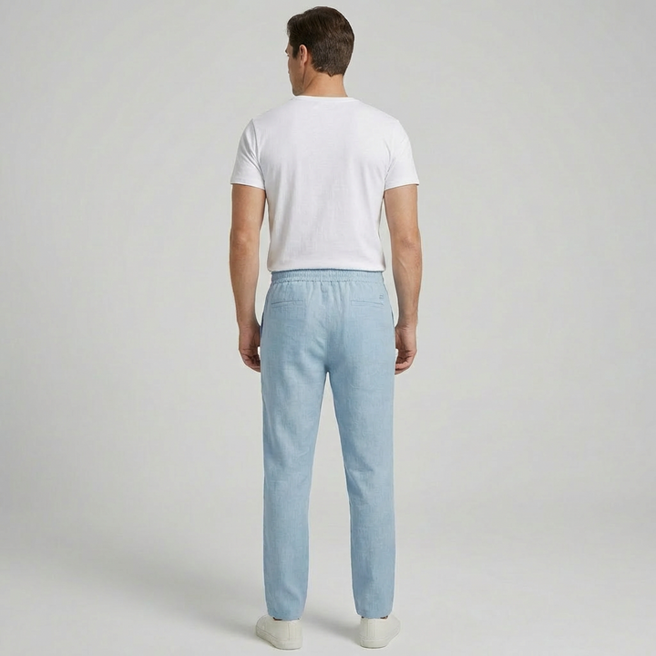 Relaxte pasvorm herenbroek van koel linnenmix, ideaal als casual zomerbroek of strandbroek.