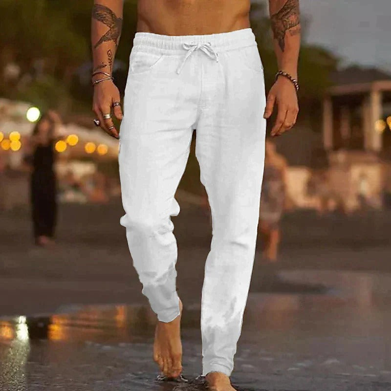 Casual heren zomerbroek, ideaal voor strand, vakantie of ontspannen thuis. Comfortabel en ademend.
