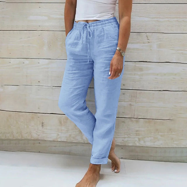Comfortabele linnen dames zomerbroek, ademend en lichtgewicht, ideaal voor warme lentedagen.
