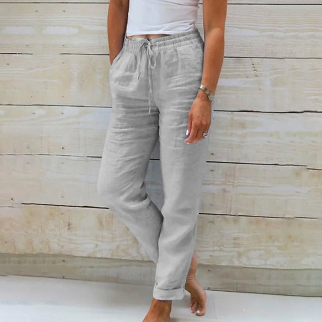 Elegante linnen damesbroek met losse pasvorm, modieus en stijlvol voor casual zomeroutfits.