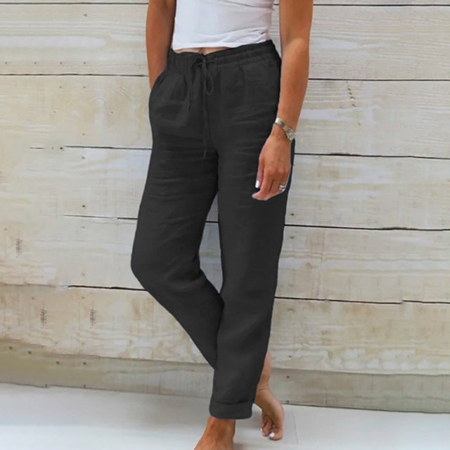 Lichte linnen broek voor vrouwen, perfect als strandbroek of comfortabele modieuze zomerbroek.