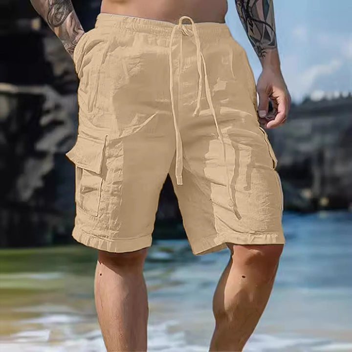Casual heren shorts met koordsluiting en luchtige wijde pijpen, perfect voor vakantie en ontspanning.