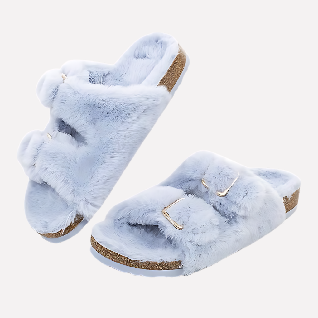 Dames comfort slippers met open teen, geschikt voor zowel binnen als buiten, zacht en ondersteunend.