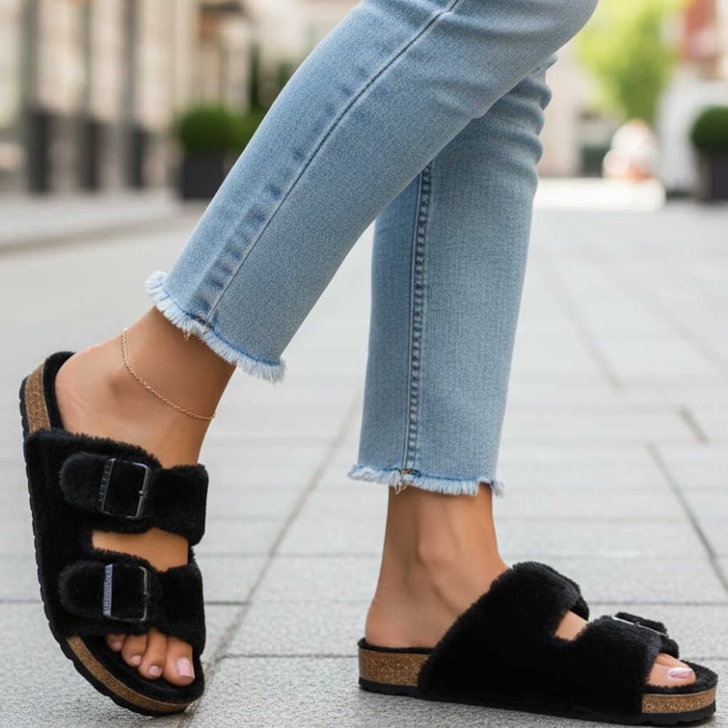 Veelzijdige dames slippers met open teen, comfortabel, perfect voor binnen- en buitengebruik.
