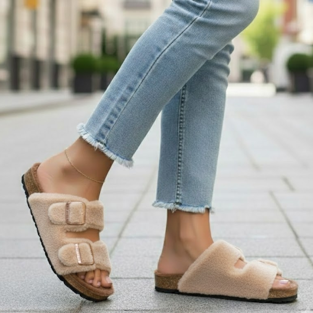 Casual vrouwen slippers met open teen, instapmodel, comfortabel voor de hele dag.
