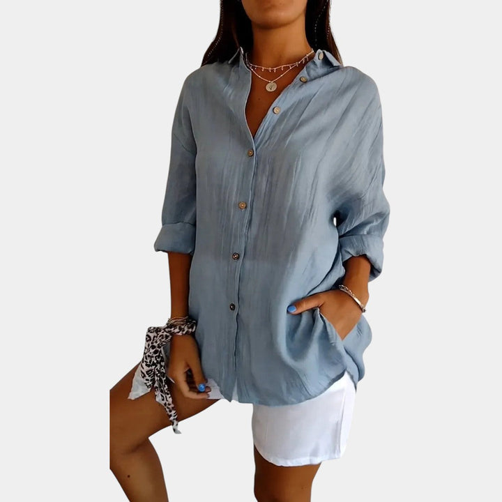 Damesblouse met lange mouwen van luchtige stof, voor optimaal comfort. Modieus, stijlvol en veelzijdig kledingstuk.