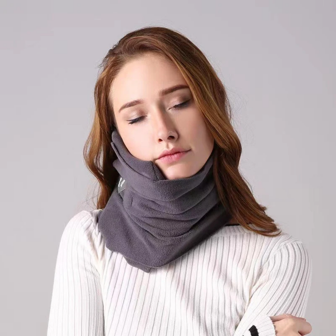Zacht en ergonomisch ComfortNek nekkussen voor ontspannen reizen; ideaal voor vliegtuig en auto.