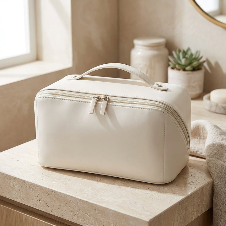 Compact dames make-up reistasje Glambox met rits, ideaal voor cosmetica op reis of thuis.