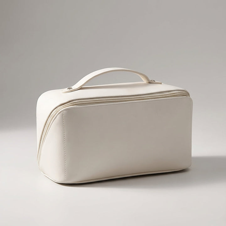 Open compact dames make-up tasje met diverse vakken; perfecte beauty organiser voor al je cosmetica.