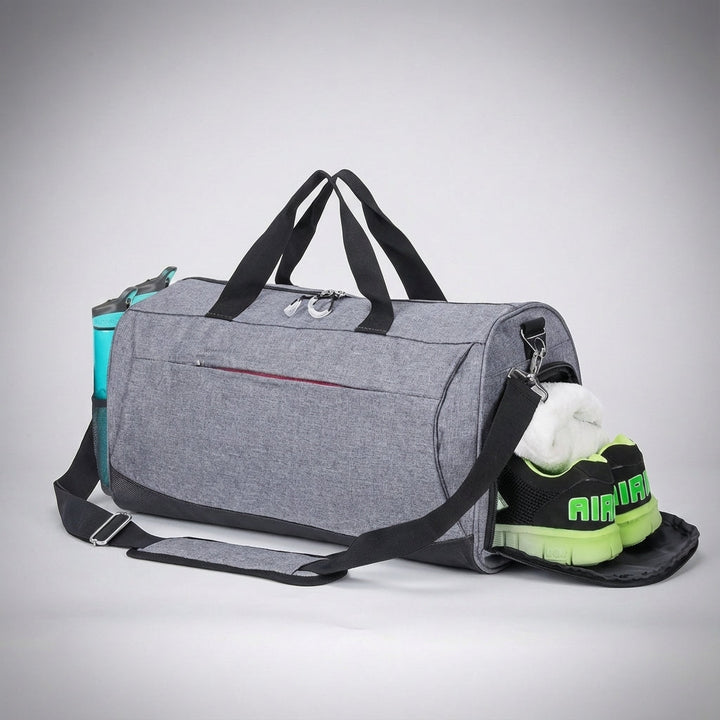 Praktische 30L duffeltas, waterafstotend met schoenenvak, perfecte compacte weekendtas.