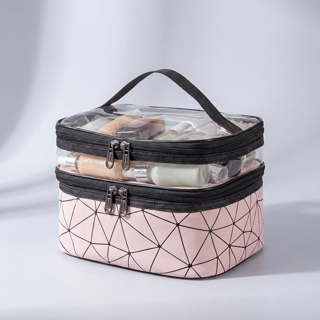 Doorzichtige make-uptas voor dames. Stijlvolle reistas organizer voor cosmetica, waterdicht en compact.