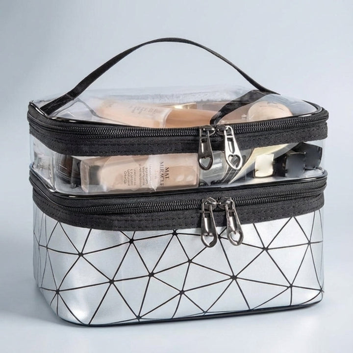 Dames draagbare toilettas, compact en waterdicht. Ideale cosmeticatas organizer voor reizen en dagelijks gebruik.