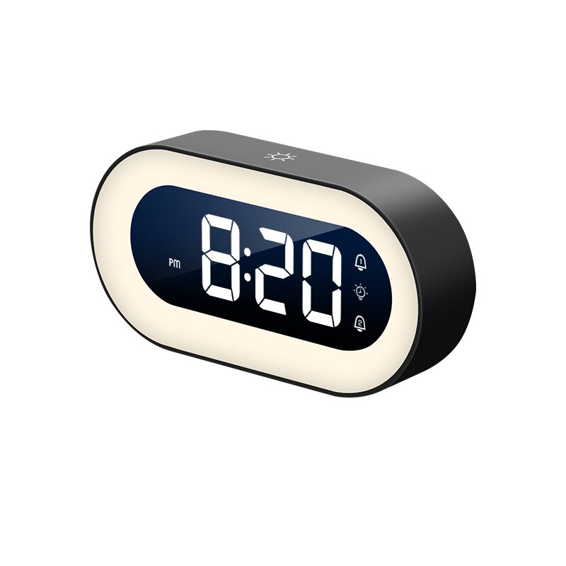 Moderne digitale wekker Lumino met geïntegreerd nachtlampje, creëert sfeer in elke slaapkamer.