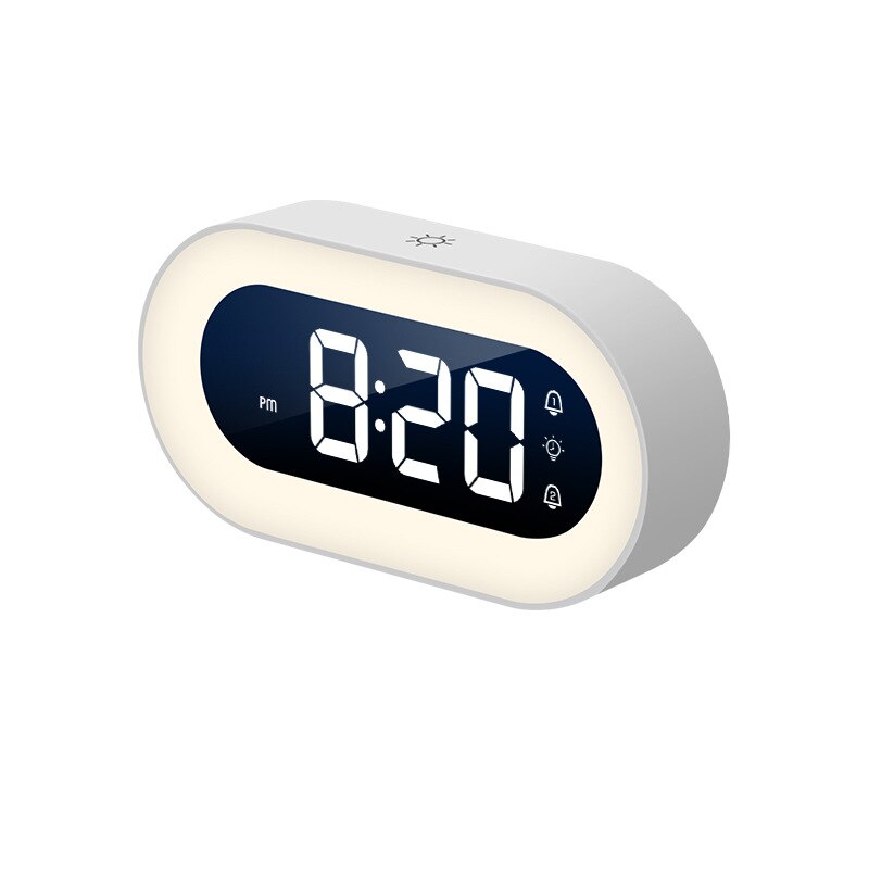 Digitale wekker Lumino met helder LED display en verstelbaar nachtlampje voor optimale leesbaarheid.