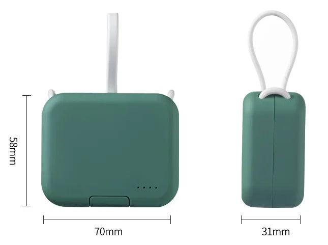 Mobiele energiebank met snelladen voor smartphones, past in elke tas.
