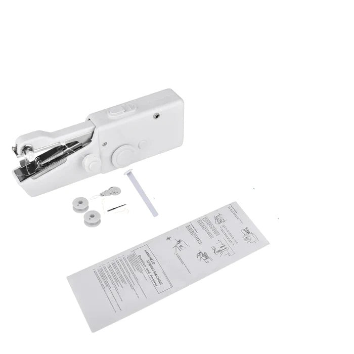 FabriFix reis handnaaimachine, perfect voor spoedreparaties onderweg, compact en gebruiksvriendelijk.