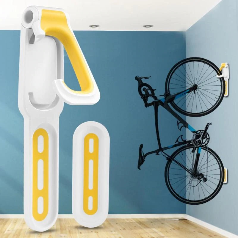 Stabiel fietsophangsysteem: wandmontage voor verticale fietsopslag. Ideaal voor garage, schuur of appartement.