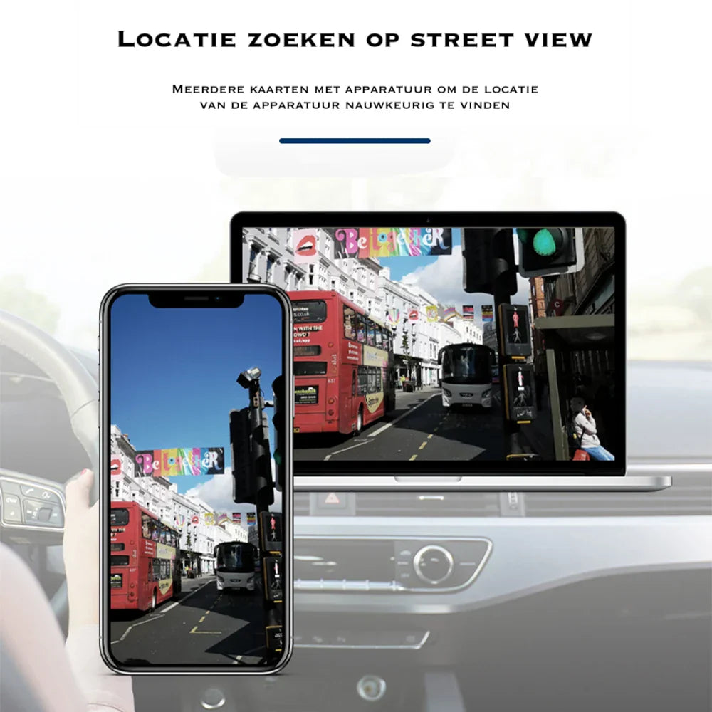 Real-time GPS tracker; compacte locator voor objecten en huisdieren, met snelle en accurate locatiebepaling via app.