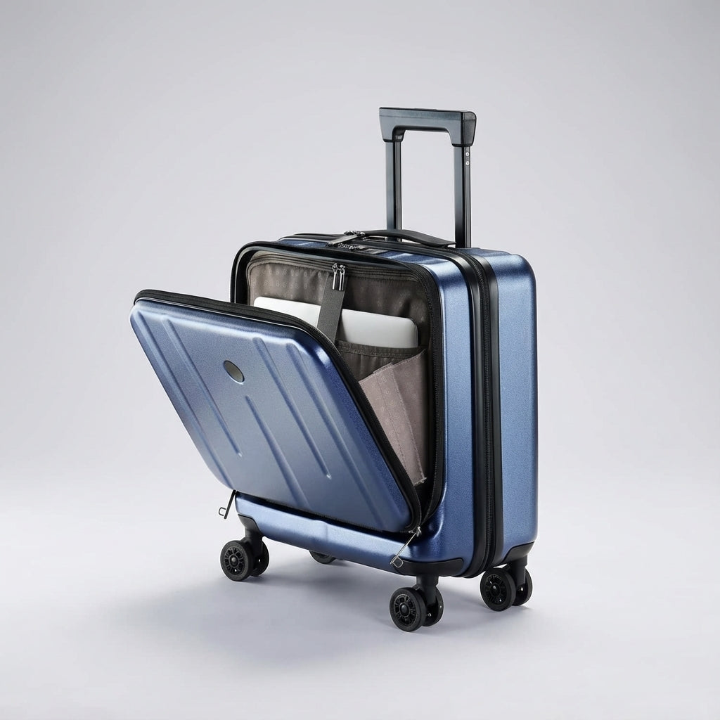 Praktische compacte trolley met apart laptopvak, optimale handbagage voor vlotte trips.