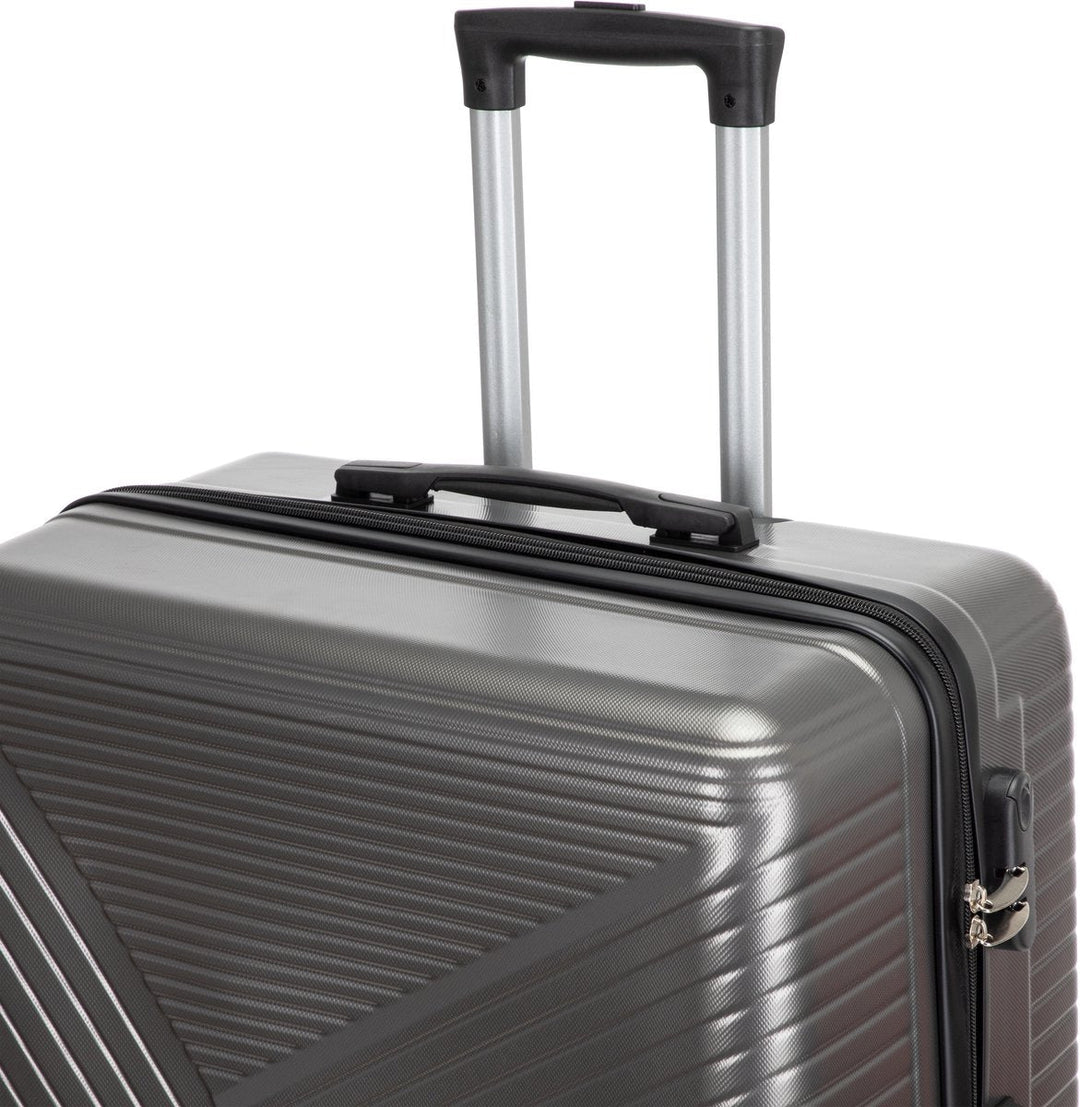 Compacte reiskoffer met 360° wielen en TSA slot, essentieel voor elke vliegvakantie.