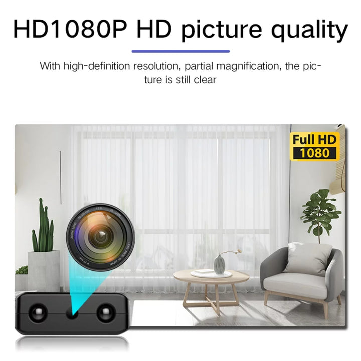 Draadloze HD WiFi beveiligingscamera met nachtzicht, compact design voor universele bewaking.