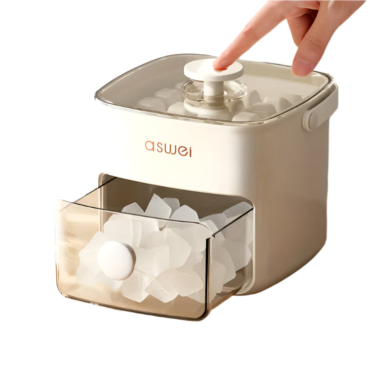 Compacte ijsblokjesmachine voor thuisgebruik, produceert snel en stil verse ijsblokjes voor koude dranken.