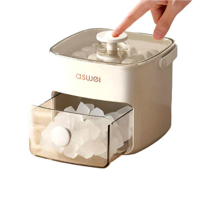 Compacte ijsblokjesmachine voor thuisgebruik, produceert snel en stil verse ijsblokjes voor koude dranken.